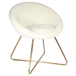 Moderní béžové křeslo Karl Velvet Furry z buklé na lyžinách do obývacího pokoje