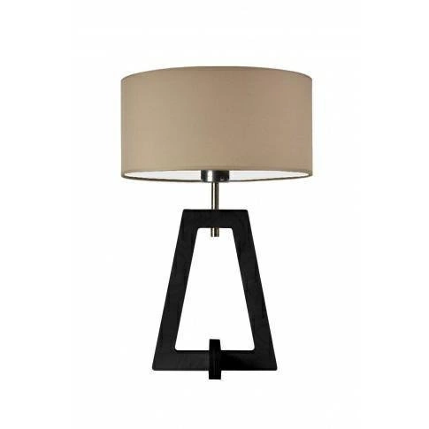 Noční lampička Clio moderní glamour s béžovým stínidlem a dřevěnou základnou