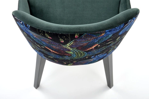 Jídelní židle Arkansas Intesi zelená čalouněná sametová moderní s dřevěnými nohami