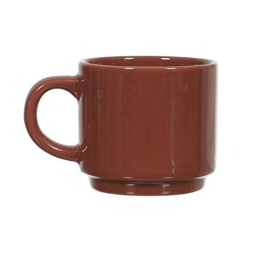 Sada 4 keramických hrnků Japandi na stojanu Intesi na kávu a čaj multicolor