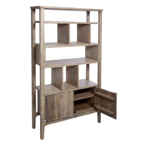 Knihovna Banila dřevěná akácie bělená s komodou do obývacího pokoje Atmosphera