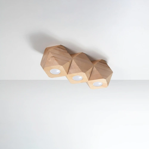 Dřevěné stropní svítidlo WOODY 3 Sollux z přírodního dřeva do obýváku a kuchyně 36 cm