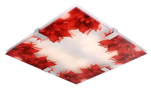 LED stropní svítidlo čtvercové Rapsody 31x31 červené skleněné moderní do obýváku a kuchyně