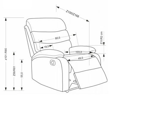 Rozkládací křeslo Persjan Intesi do obýváku s podnožkou šedá ekokůže moderní relax