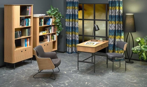 Knihovna Zefir loft dub a černý kov do obýváku 97 cm Intesi