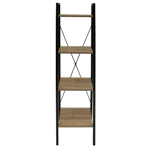 Kovový otevřený regál Cilyan M černý na knihy a dekorace do obýváku v industriálním stylu