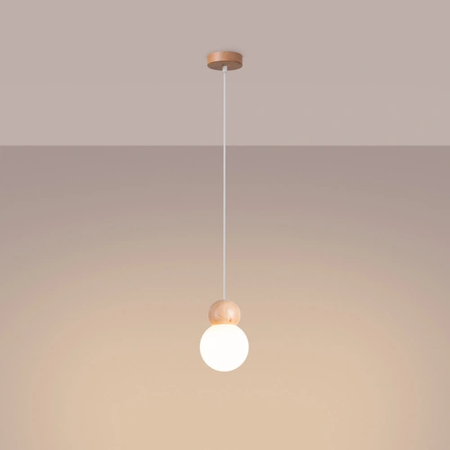 Závěsné svítidlo koule PEKKA 1 bílé dřevo, nastavitelná, do obýváku a jídelny, skandinávský styl