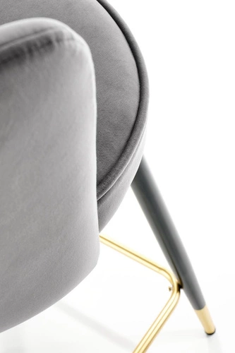 Barová židle Florencja šedá sametová se zádovou opěrkou na zlatých nohách moderní do kuchyně a k ostrůvku