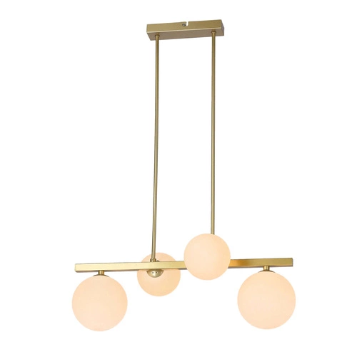 Závěsné svítidlo Kama bílá-mosazná 4 světla do obýváku a jídelny moderní