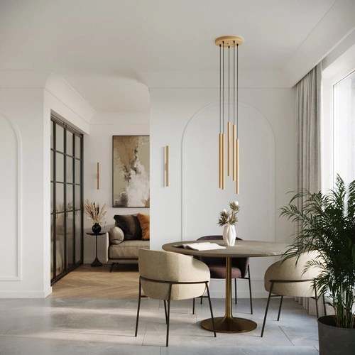 Závěsné zlaté svítidlo Pastelo 2 moderní nastavitelné do obývacího pokoje a jídelny SOLLUX LIGHTING