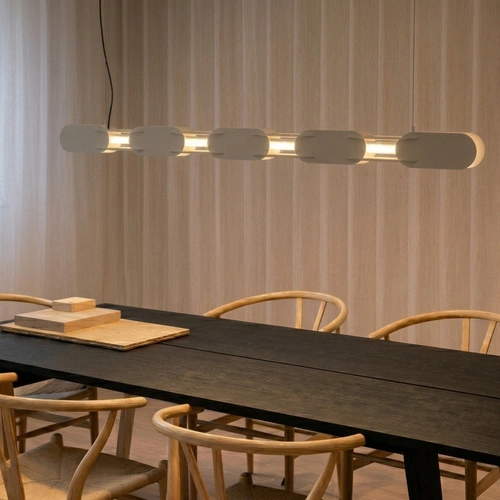 Závěsné LED svítidlo CHAIN béžové nad ostrůvek moderní 158 cm