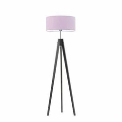Stojací dřevěná lampa HAITI Lysne světle fialový stínidlo glamour do dětského pokoje