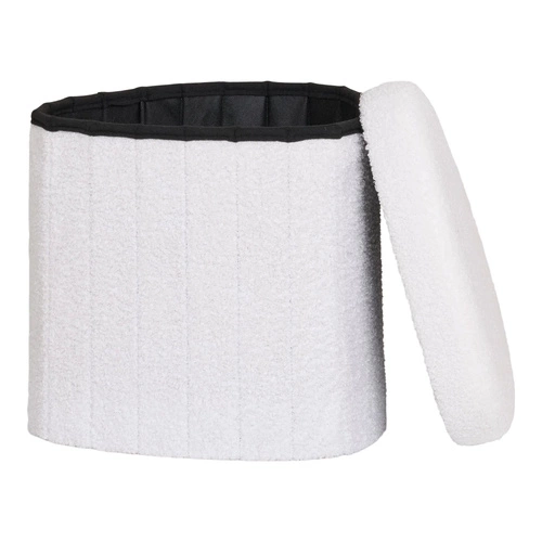 Bílý puf Medford teddy boho s úložným prostorem do obýváku a ložnice měkký čalouněný Intesi