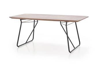 Jídelní stůl loftový Linked 180 cm černý s přírodní dubovou deskou Intesi pevný