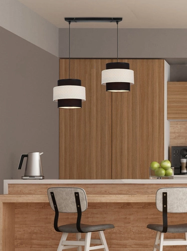 Závěsná lampa Benta černá 2x40W E27 stínidlo černá+krémová