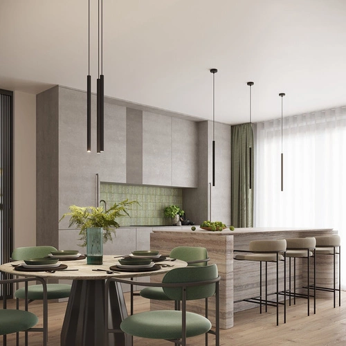 Závěsné černé moderní svítidlo ARCHE 1 s nastavitelnou výškou do obýváku kuchyně jídelny SOLLUX