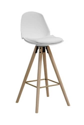 Barová židle Oslo bílá s opěrkou, skandinávská dřevěná židle do kuchyně a k ostrůvku 77 cm Actona