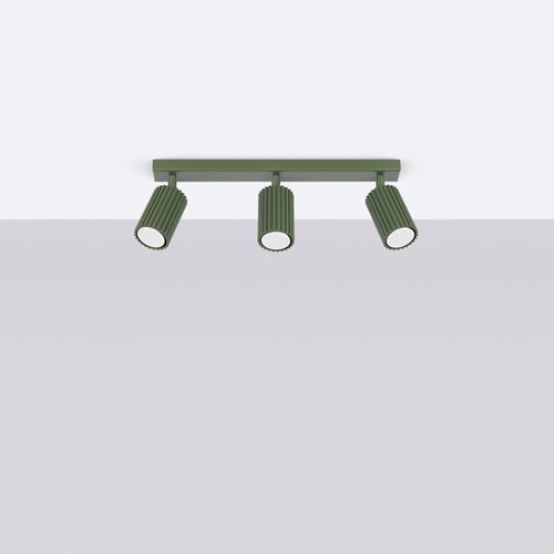 Stropní svítidlo KARBON 3L olivově zelené do obýváku moderní hliník otočné stínidlo