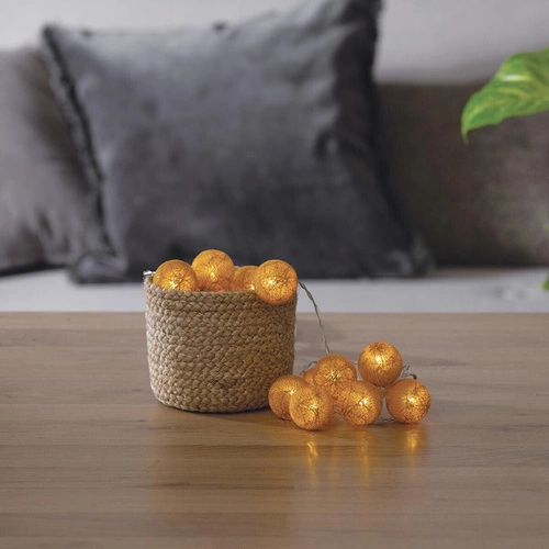 LED světelný řetěz Atmosphera žlutý cotton balls na baterie do ložnice a obýváku 16 světýlek