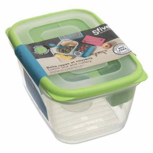 Lunchbox 5five Simply Smart s přihrádkami 1,7 l zelený hermetický do práce a školy