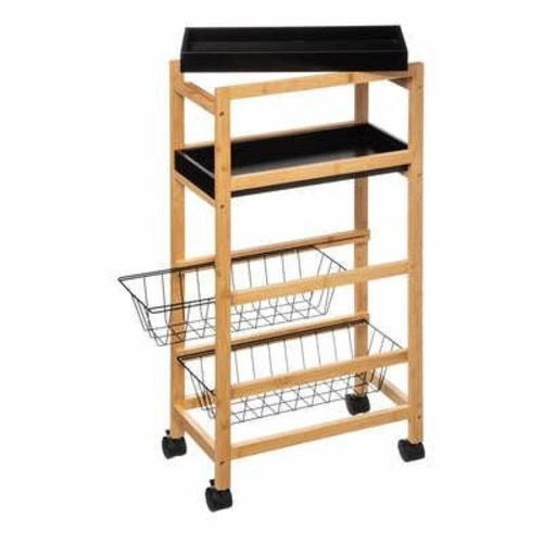 Blackwood prostorný dřevěný kuchyňský vozík na kolečkách s policemi moderní 83 cm