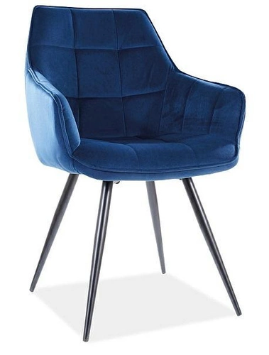 Čalouněná židle Loly Velvet modrá do jídelny a obýváku, sametová s područkami