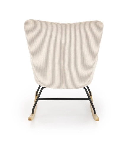 Houpací křeslo ušák Donelia na lyžinách do obýváku krémový manšestr boho s područkami