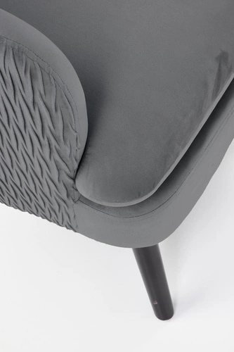 Relaxační křeslo Idris samet šedý do obýváku moderní glamour s vysokými nohami Intesi