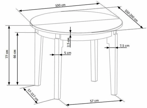 Rozkládací kulatý stůl Baros 100–200 cm dub medový moderní do jídelny Intesi