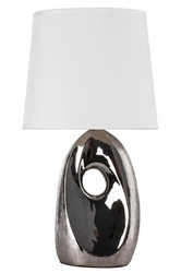 Stolní lampa Hierro glamour stříbrná s textilním stínidlem do ložnice a obýváku CANDELLUX LIGHTING