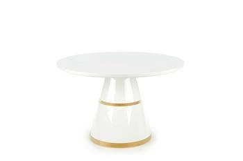 Jídelní kulatý stůl Marlen bílý zlatý 120 cm moderní glamour na jedné noze Intesi