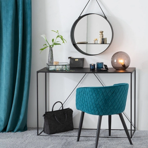 Jídelní židle Marlo modrá čalouněná sametová s područkami moderní Atmosphera