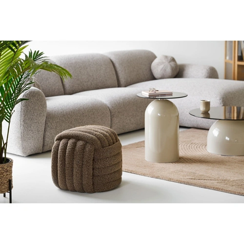 Taburet Napier hnědý sametový do obýváku a předsíně 48x48 cm