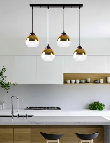 Moderní závěsné svítidlo Contessa zlaté 4-bodové do obýváku a jídelny s nastavitelnou výškou