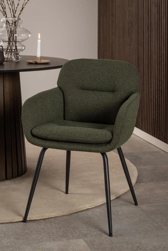 Jídelní židle Dora Actona zelená čalouněná s područkami moderní na kovových nohách