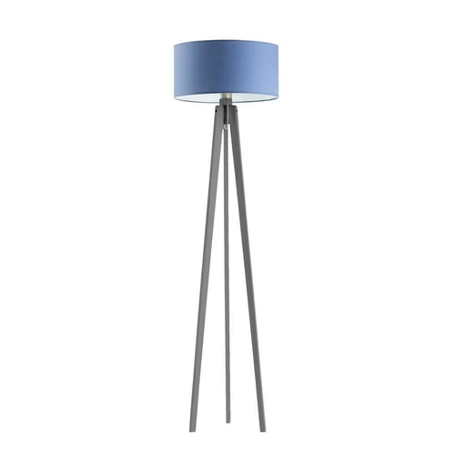 Stojací lampa tripod MIAMI Lysne modrá dřevěná s látkovým stínidlem do obýváku na míru