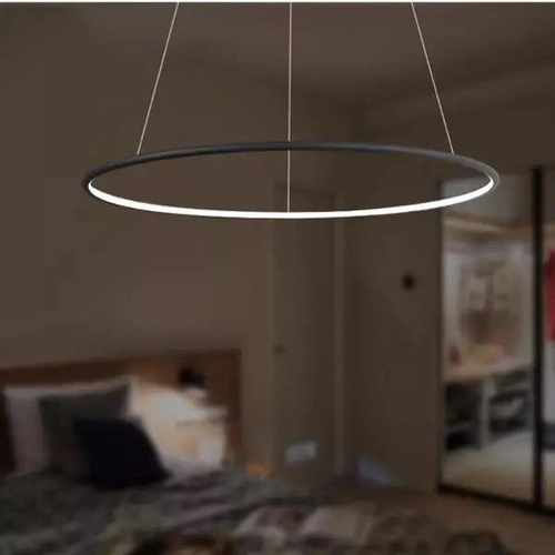 Závěsné LED svítidlo Ledové Kruhy 60 cm černé moderní do obýváku s nastavitelnou výškou