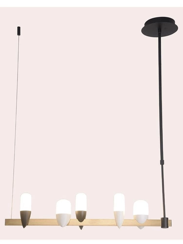 Moderní LED lustr Sakai černozlatý 5ramenný do obýváku a jídelny Ledea