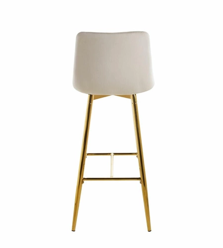 Barová židle Poly High béžový samet s opěrkou na zlatých nohách do kuchyně a jídelny Intesi
