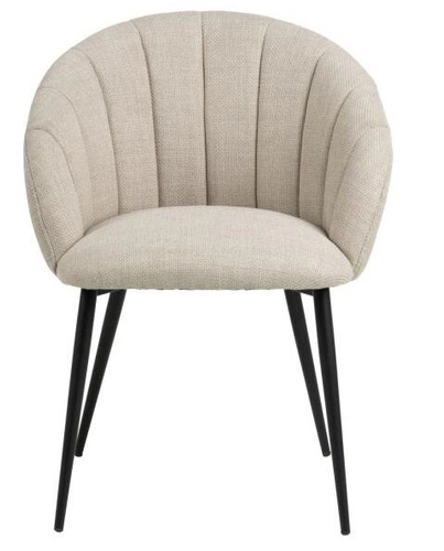 Čalouněná jídelní židle Daniella béžová Actona s područkami na černých nohách