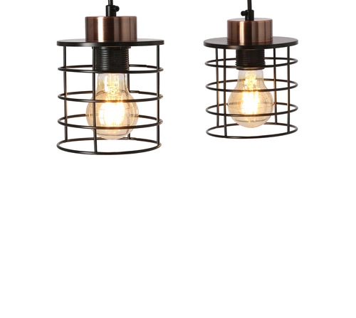 Závěsná lampa Glob černá+zlatá 2x40W E27 stínidlo černé