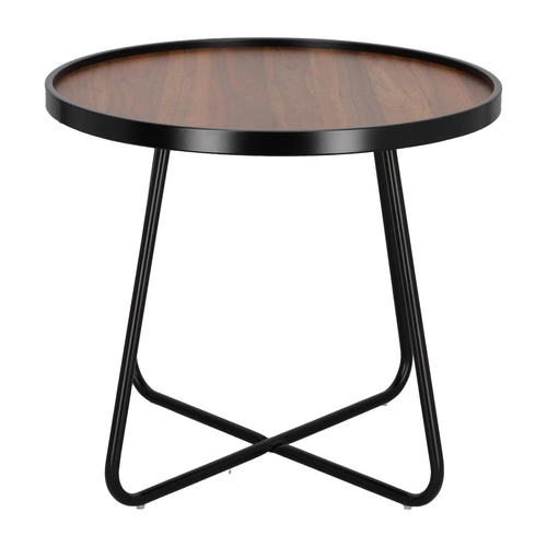 Kulatý konferenční stolek Tamsai 60 cm černý ořech loftový do obýváku odkládací Intesi