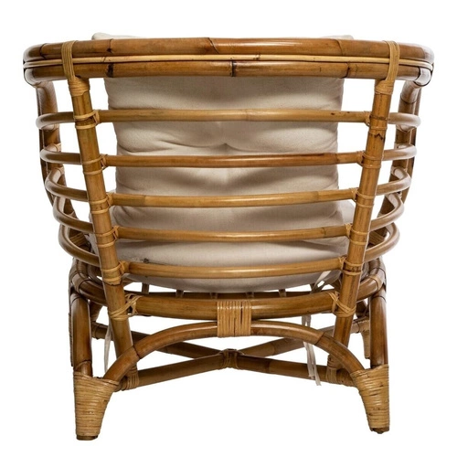 Ratanové křeslo Farah boho bílé s područkami do obýváku snadno čistitelné Atmosphera