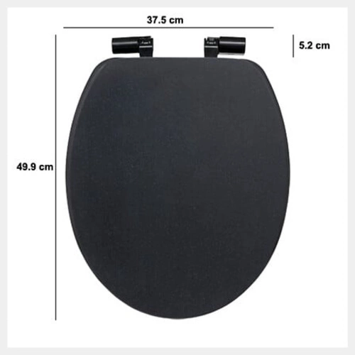 Černé WC sedátko Onyx z duroplastu s pomalým sklápěním pro moderní toaletu