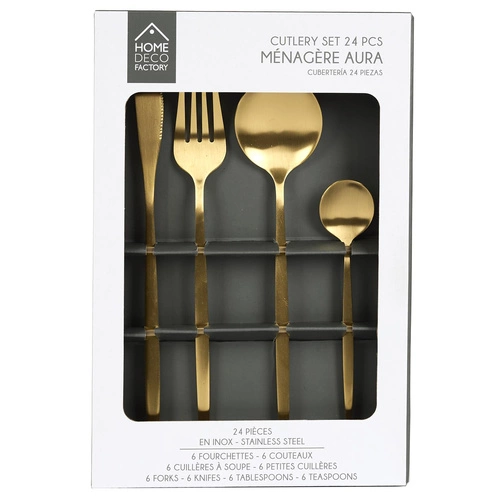 Sada zlatých příborů Gilded Intesi pro 6 osob nerez glamour do myčky 24 dílů
