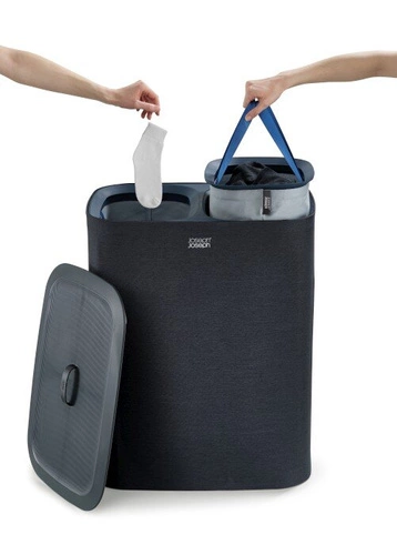 Joseph Joseph Tota moderní koš na prádlo 90 l se 2 přihrádkami do koupelny černý