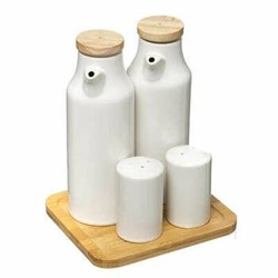 Sada 4 dóz na koření Seramik na bambusovém stojanu