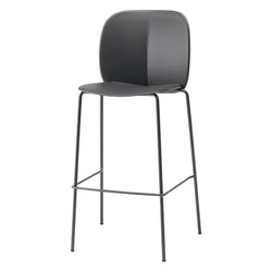 Barová židle s opěrkou Mentha černá 75 cm moderní do kuchyně a na ostrůvek, kovová, stohovatelná