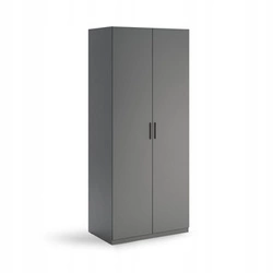 Šatní skříň Della šedá moderní dvoudveřová s policemi a tyčí do ložnice 90x55