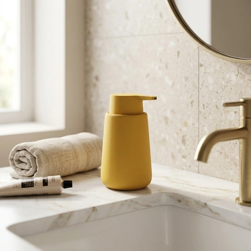 Dávkovač na mýdlo Colors hořčicový v českém jazyce